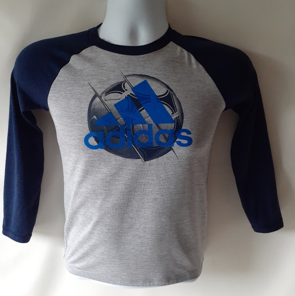 Adidas boys navy/gray long sleeve activewear top